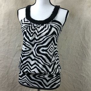 L8ter Zebra Print Top W/ elastic waste / sequin